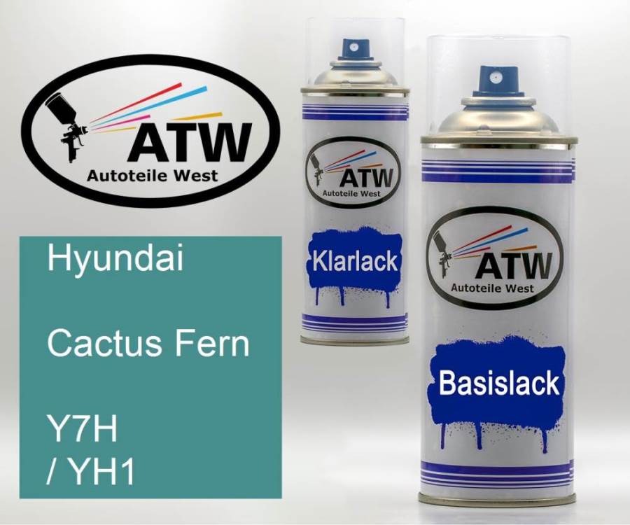 Hyundai, Cactus Fern, Y7H / YH1: 400ml Sprühdose + 400ml Klarlack - Set, von ATW Autoteile West.